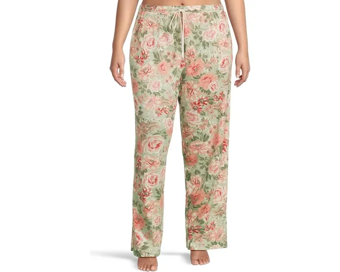 Пижамный комплект Karen Neuburger большого размера с отделкой пико и цветочным принтом