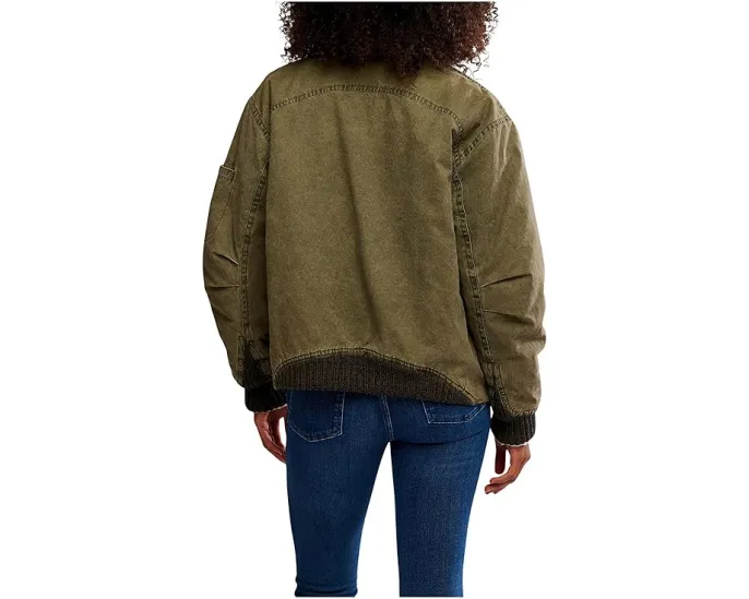 Куртка Jax Washed Bomber от Free People оливкового цвета