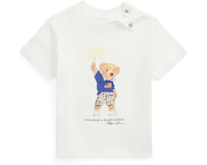 Polo Ralph Lauren Футболка Polo Bear из хлопкового джерси для малышей белая с мишкой