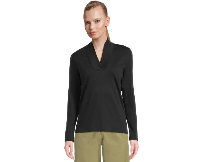 Футболка L.L.Bean Pima Shawl с длинным рукавом из влагоотводящего хлопка