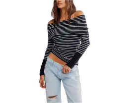 Свитер Free People Evergreen с открытыми плечами и полоской