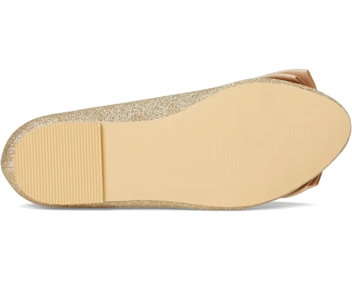 Золотистые балетки Janie and Jack с бантом и миндалевидным носком