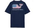 Детский футболка Vineyard Vines Flag Whale с карманом и коротким рукавом