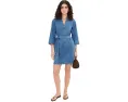 Короткое платье Tommy Bahama из денима с рукавом 3/4 и поясом