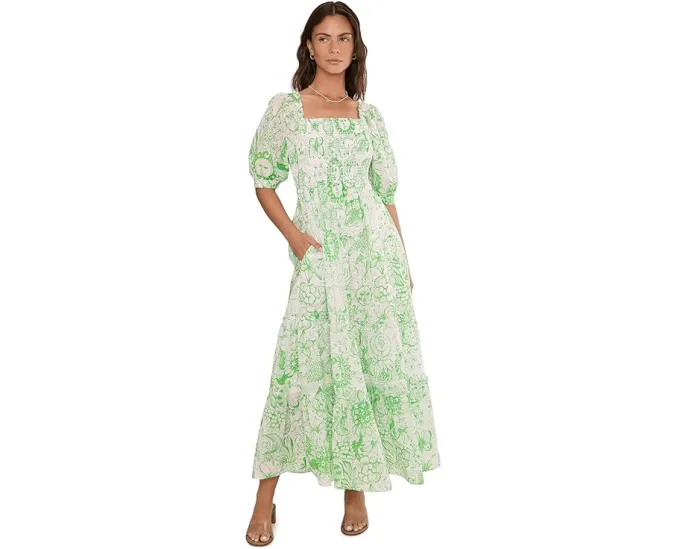 Платье макси с коротким рукавом Lilly Pulitzer Hadly на резинке и ярусами