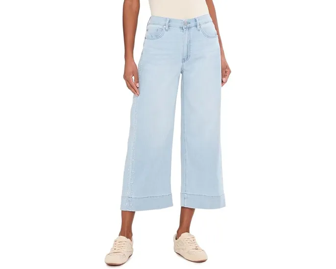 Широкие кроп джинсы Liverpool Los Angeles Stride 66 см с вышивкой по боковому шву