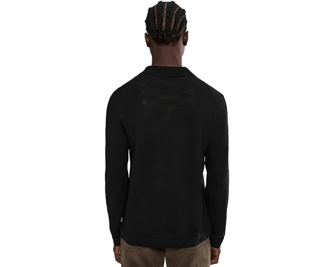 Полированная кожаная рубашка поло John Varvatos Luciano с длинными рукавами