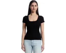 Свитер Lilla P с коротким рукавом и фигурным вырезом на шее