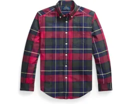 Рубашка Polo Ralph Lauren Kids из хлопкового оксфорда в клетку для детей старшего возраста
