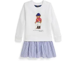 Платье Polo Bear с полосатой юбкой из флиса для малышей и младших детей Polo Ralph Lauren