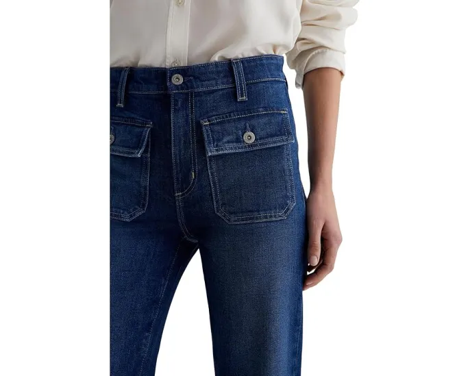 Джинсы AG Jeans Bonnie с расклешенными штанинами и кнопками на карманах