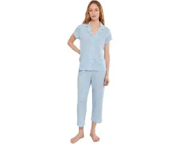 Пижамный комплект Lauren Ralph Lauren с длинным рукавом и брюками 7/8 из хлопкового полотна