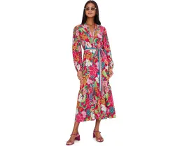 Платье миди Rayon Printed с длинными рукавами от Adrianna Papell