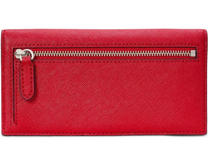 Ультратонкий кожаный кошелек Lauren Ralph Lauren с узором «перекрестная штриховка»