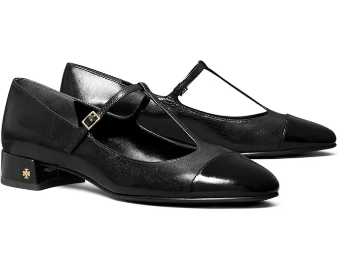 Балетки Tory Burch Cap-Toe T Strap 25MM на блочном каблуке