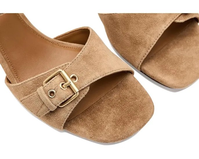 Босоножки Madewell Briella на каблуке из замши с квадратным носком