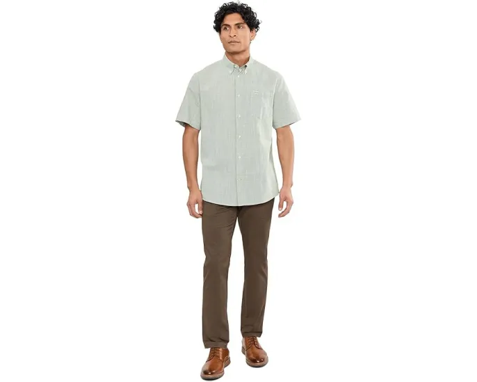 Barbour рубашка Fleming Linen Blend с коротким рукавом и клеткой