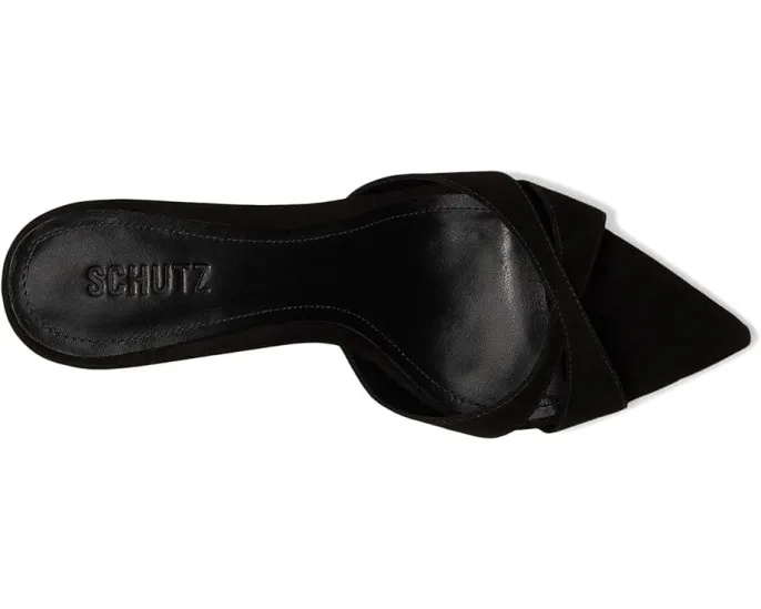 Туфли-мюли Schutz Hilda Leaf из замши на шпильке с перекрещивающимися ремешками