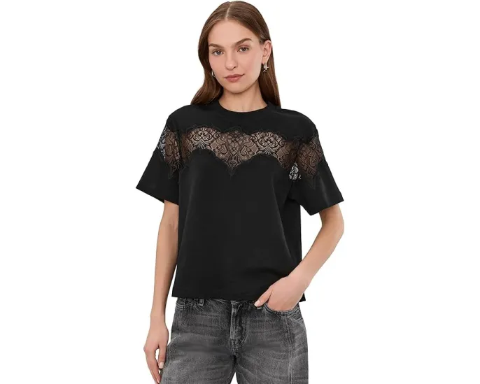 Футболка AllSaints Lisa Lace Tee с кружевными вставками