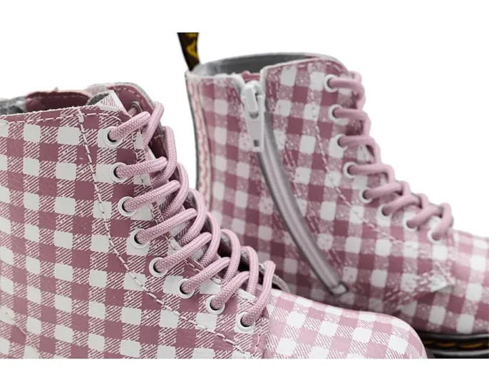 Dr. Martens 1460 Pascal детские ботинки на шнуровке с желтой строчкой и боковой молнией
