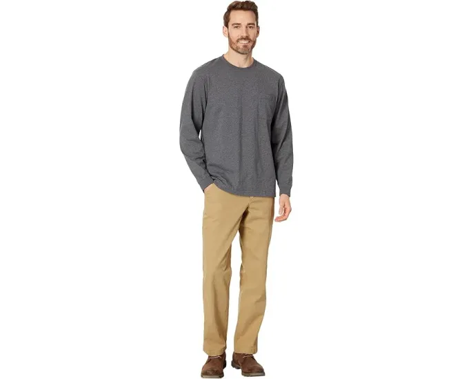 L.L.Bean футболка Carefree Unshrinkable с карманом и длинными рукавами из двойного кольцевого прядения