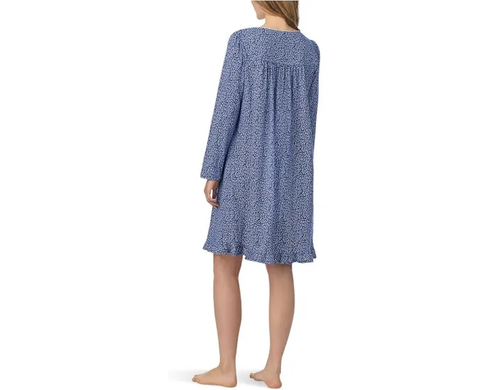 Ночная сорочка Eileen West короткая с длинным рукавом из хлопкового трикотажа