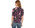 CeCe топ с цветочным принтом V-образным вырезом и рюшами спереди