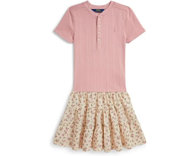 Хлопковое платье с юбкой-цветочным принтом и ажурной вязкой Polo Ralph Lauren (для старших детей)