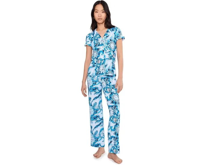 Lilly Pulitzer PJ Knit Pants с эластичным поясом и ярким принтом