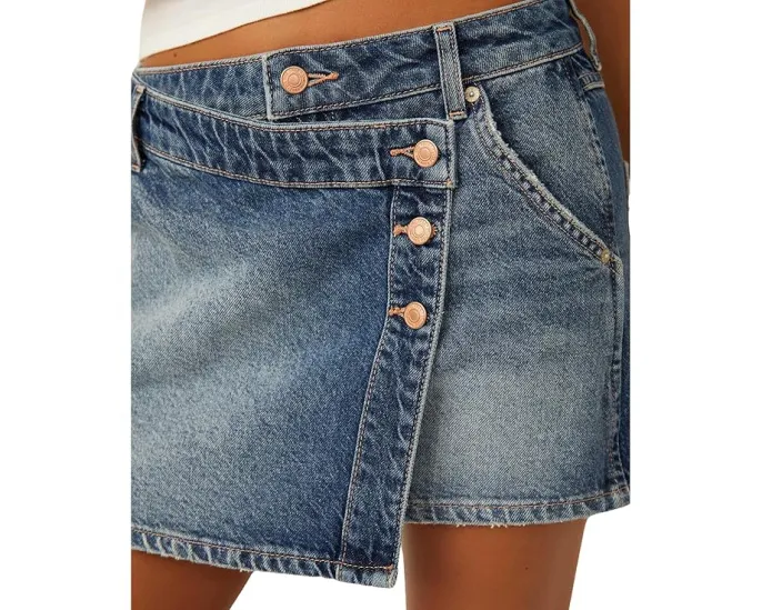 Free People Wynne Denim Skirt джинсовая юбка миди на пуговицах