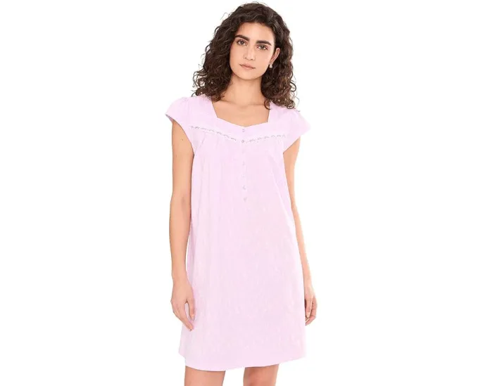 Eileen West хлопковое ночное платье с короткими рукавами