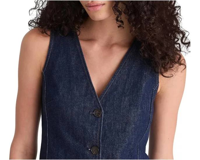 Madewell Длинный жилет с V-образным вырезом и рельефными швами в цвете Rinse Wash