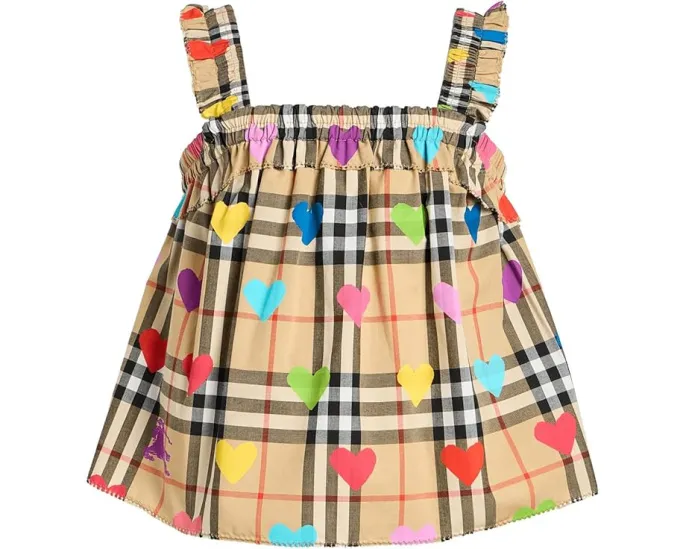 Детская блузка Gabi Heart Check с клеткой и сердечками Burberry Kids