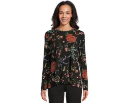 Футболка Johnny Was The Janie Favorite с длинным рукавом и круглым вырезом в цветочный принт