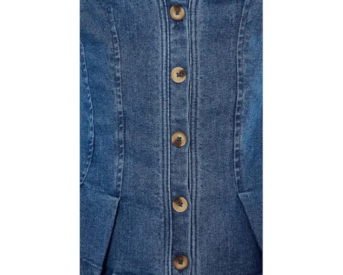 Джинсовая жилетка Free People Dylan Denim Vest с баской и корсетными деталями