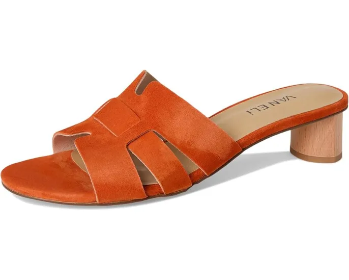 Сандалии Vaneli Heidi с плетеным нубуком и каблуком из дерева