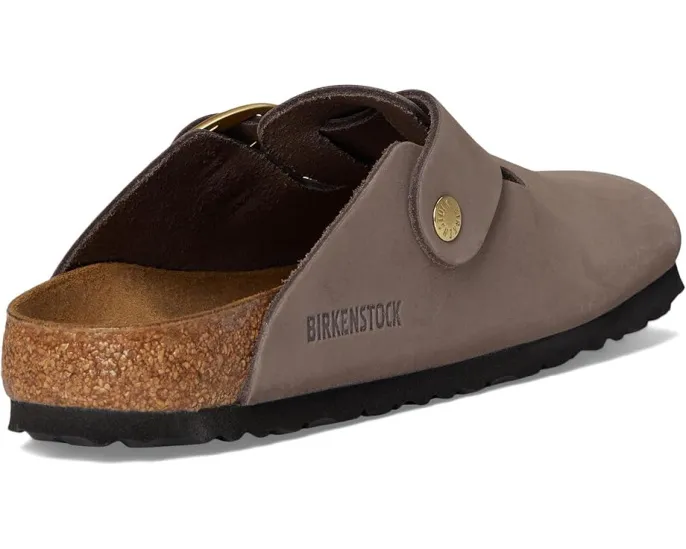 Клоги Birkenstock Boston Big Buckle из нубука с пробковой стелькой
