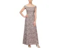 Длинное платье Alex Evenings с открытыми плечами и кружевом с сутажом