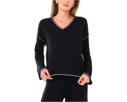 Свитер Vince Camuto с V-образным вырезом и контрастной вязкой