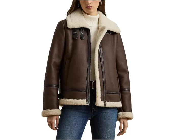 Куртка Lauren Ralph Lauren из искусственной кожи с воротником стойкой