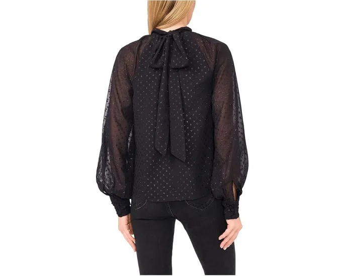 Блуза CeCe с длинным рукавом и бантом на воротнике в стиле клип-дот