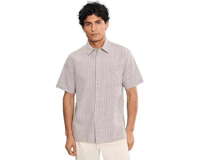 Barbour летняя рубашка Nelson Striped из льна с расслабленным кроем