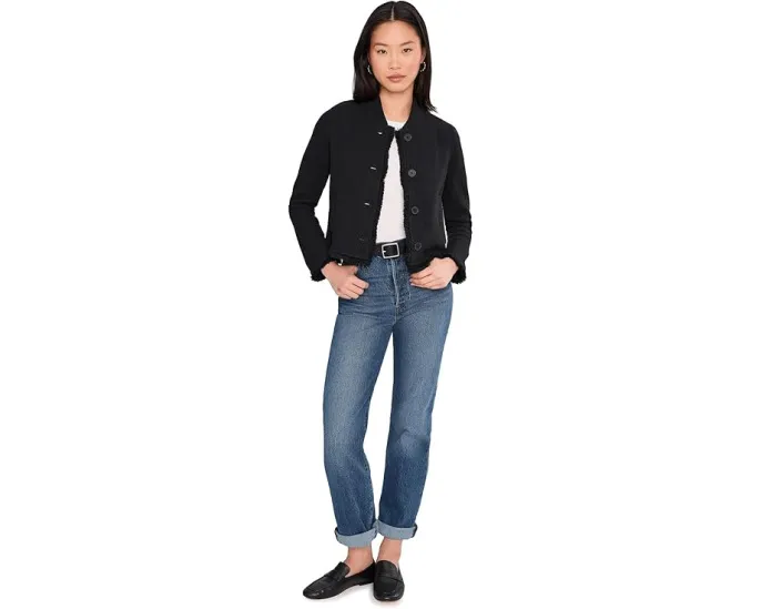 Куртка-бомбер NIC+ZOE Petite из смесового трикотажа с отделкой бахромой