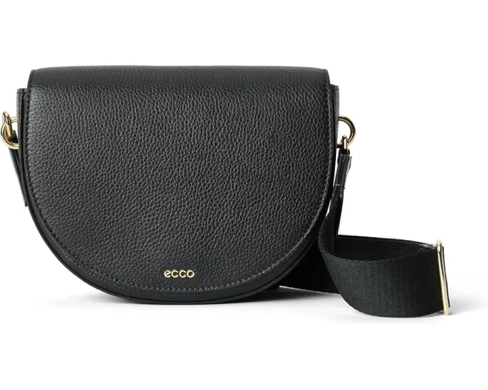 Сумка через плечо ECCO Saddle Bag из черной тесненой кожи