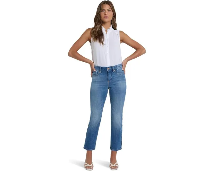 Джинсы NYDJ Marilyn с прямыми штанинами до щиколотки Pacifica с цветочным принтом