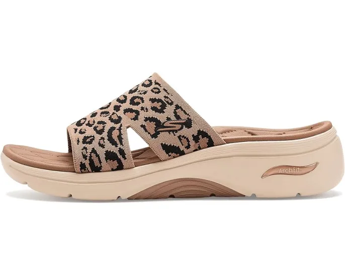 Сандалии SKECHERS GO Walk Arch Fit 2.0 с леопардовым принтом и стелькой Goga Mat