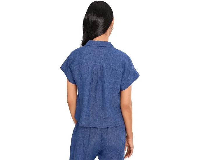 Рубашка Eileen Fisher Petite с отложным воротником из выстиранного органического льна