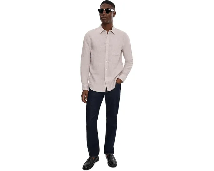 Рубашка Vince с длинным рукавом и отдельной планкой в клетку