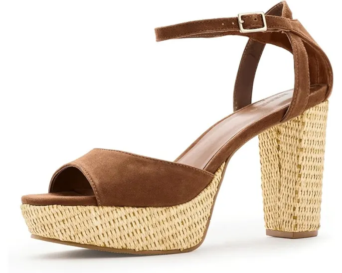 Сандалии Bernardo Valeria на платформе с высоким каблуком и регулируемым ремешком на щиколотке