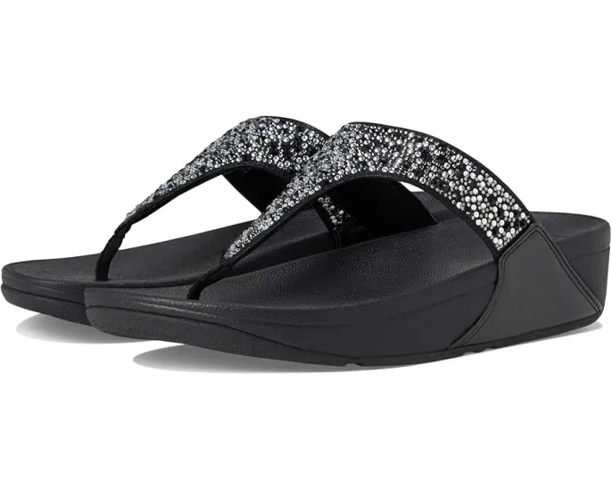 Сандалии FitFlop Lulu Crystal-Mix с микроволокном и клиновидным каблуком